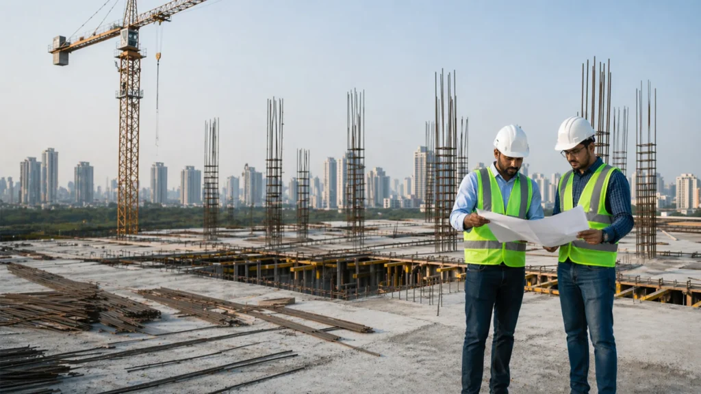 slab casting with OPC 53 cement - contractor pouring concrete for roof slab